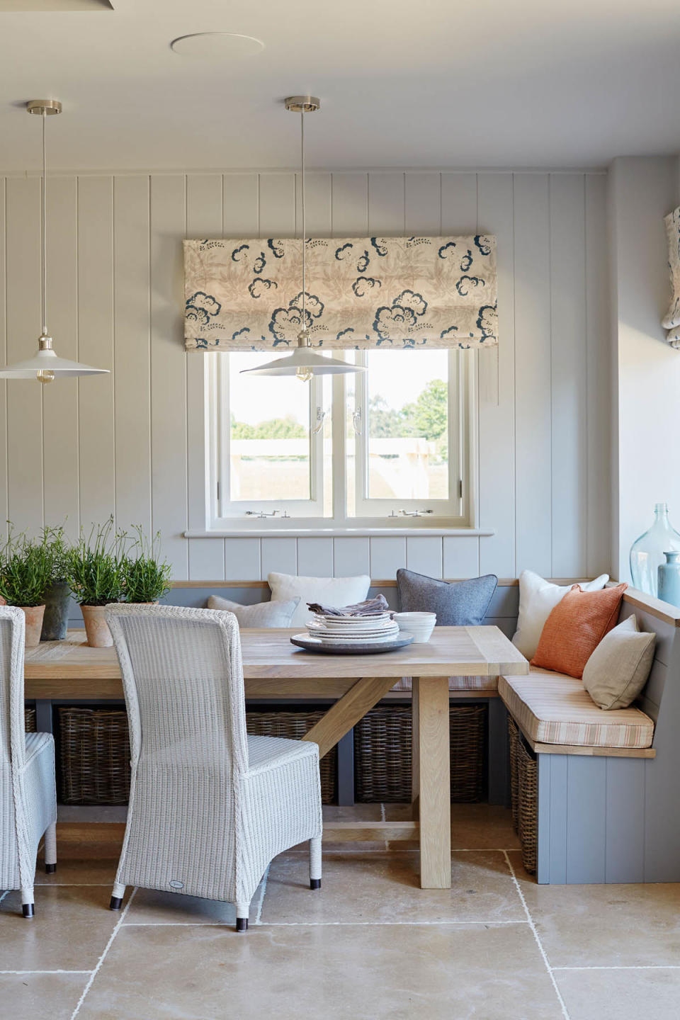 Fit small kitchen storage into banquette seating