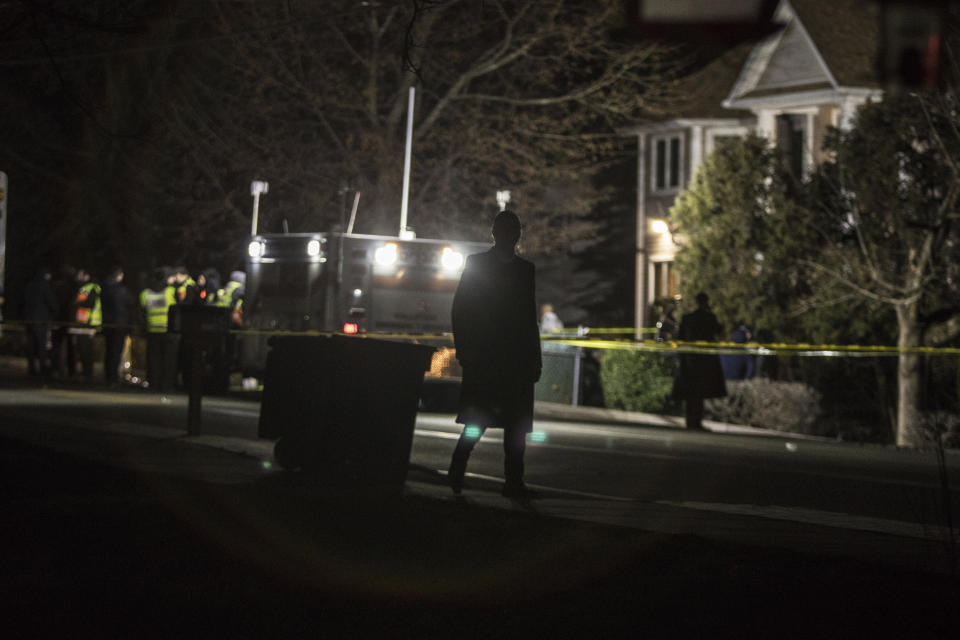 Authorities and first responders gather in front of a residence in Monsey, N.Y.,&nbsp; following a stabbing late Saturday during a Hanukkah celebration. (Photo: ASSOCIATED PRESS)