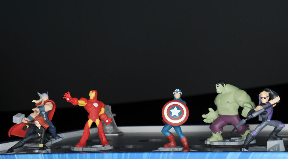 Marvel characters are introduced at Disney Infinity 2.0 launch at Pacific Theatres Cinerama Dome on Wednesday, April 30, 2014 in the Hollywood section of Los Angeles. (Photo by Katy Winn/Invision/AP)