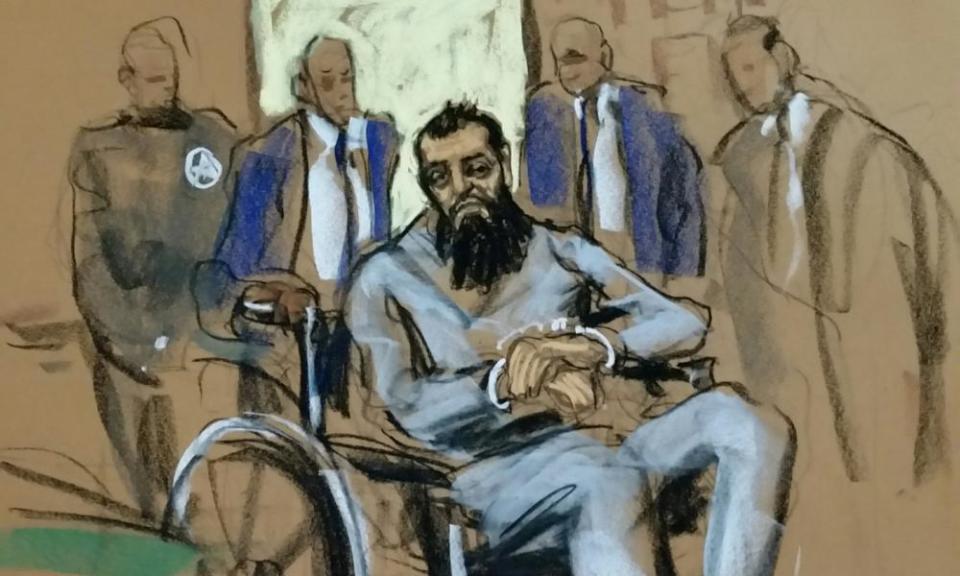 A sketch of Sayfullo Saipov in federal court in Manhattan.