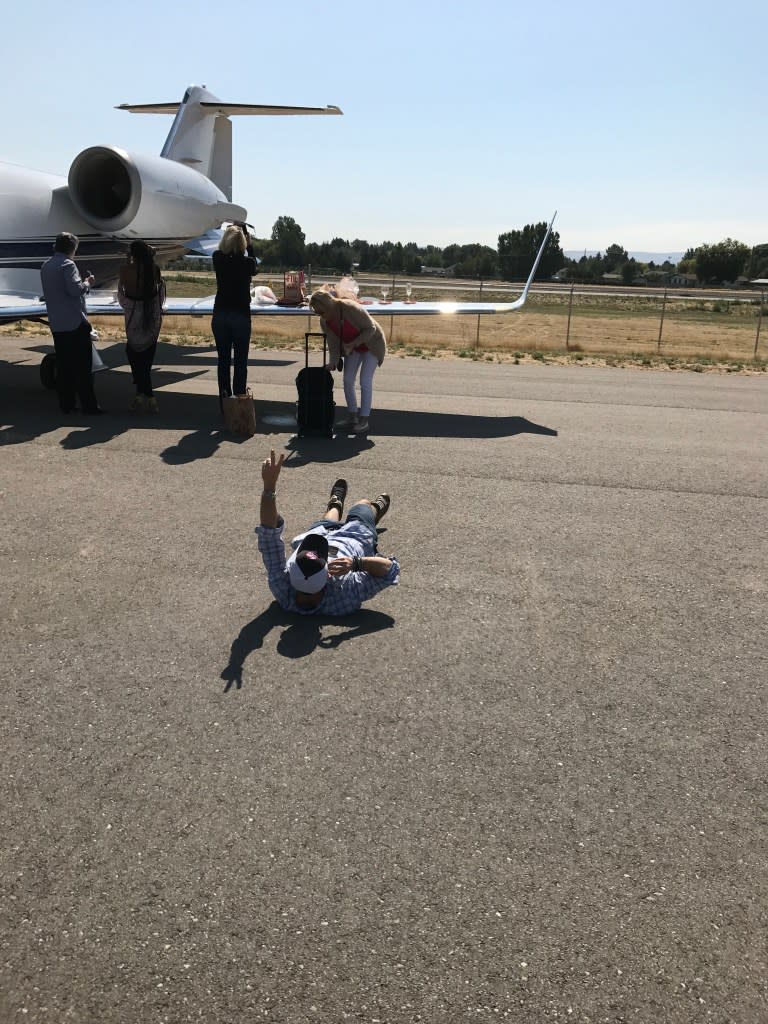 Private jet at the ready, Mike Giordano’s clients took in the 2017 eclipse on a Tarmac in Idaho Falls. Courtesy of Mike Giordano