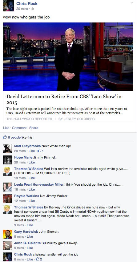 Chris Rock Letterman Chelsea Handler facebook post