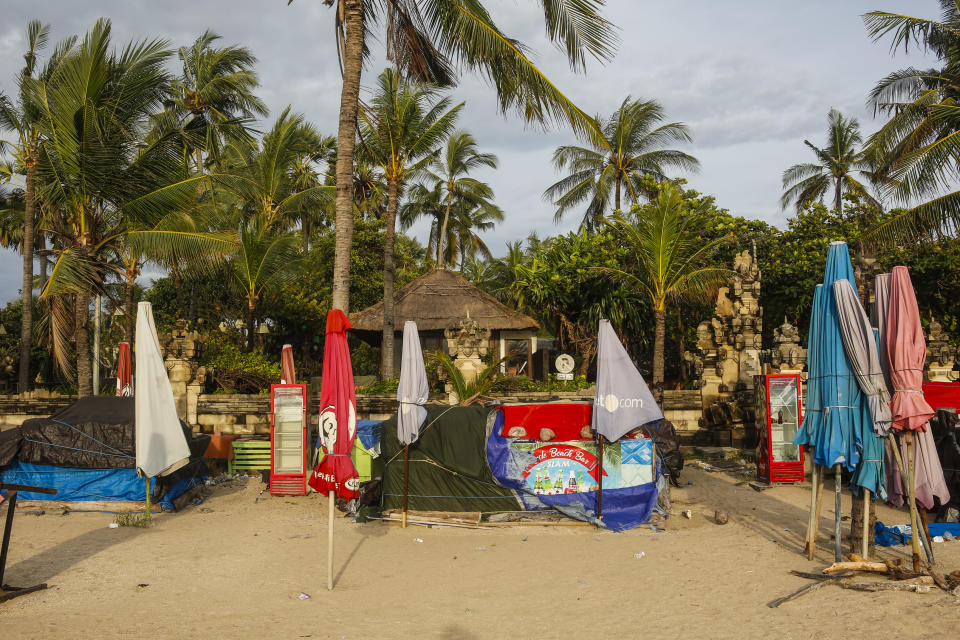 Closed beach bar and surf rent during local restriction amid Covid-19 in Kuta, Bali. Source: Getty