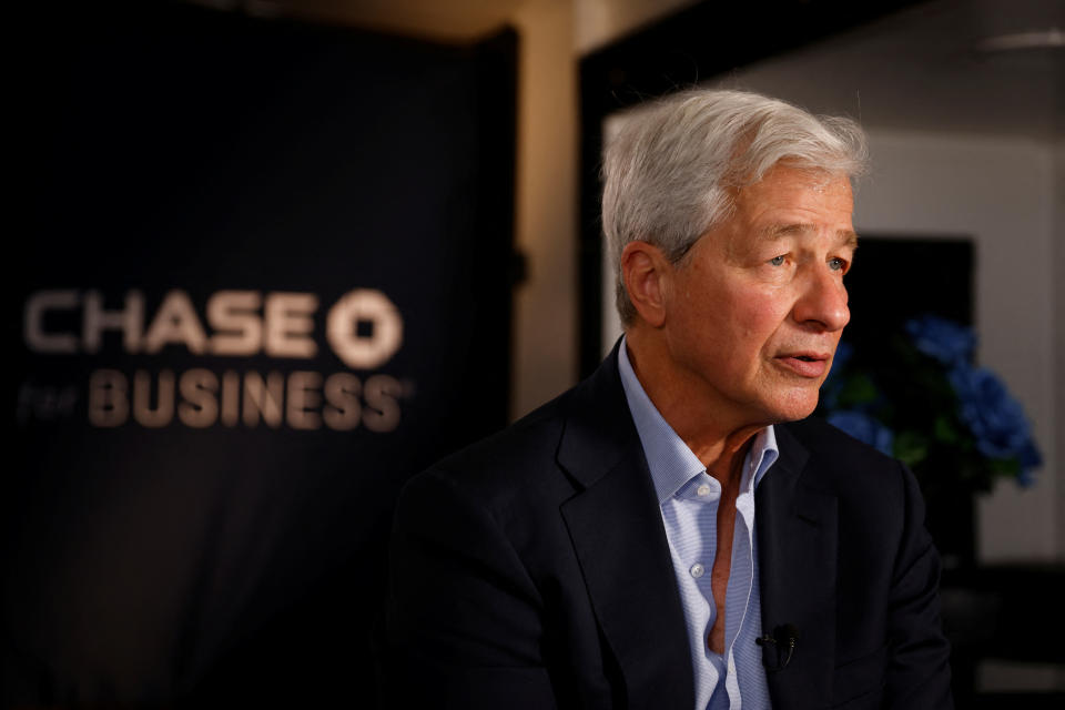 Jamie Dimon, Chairman of the Board and Chief Executive Officer of JPMorgan Chase & Co., pauses as he speaks during an interview with Reuters in Miami, Florida, U.S., February 8, 2023. REUTERS/Marco Bello