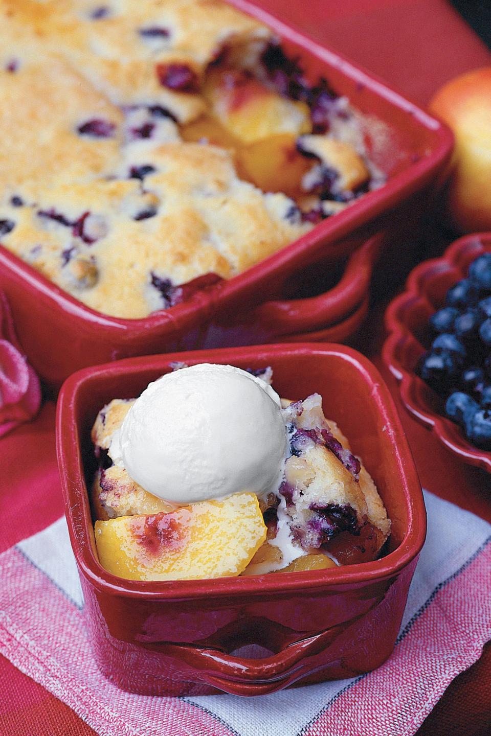 Nectarine Cobbler With Blueberry Muffin Crust