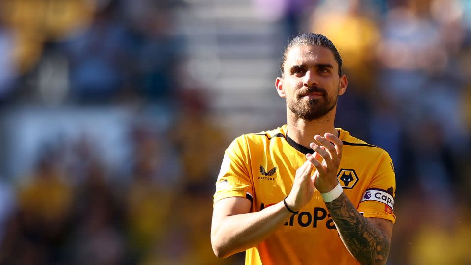 Rúben Neves of Wolves celebrates after the Premier League match between Wolverhampton Wanderers and Everton at Molineux on May 20. - Naomi Baker/Getty Images