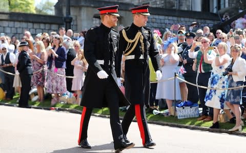 Princes Harry and William both wore the frock coats of Blues and Royals field officers - Credit: Gareth Fuller/PA Wire