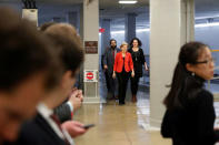 U.S. Senator Elizabeth Warren (D-MA) arrives ahead of a vote on a bill to renew the National Security Agency's warrantless internet surveillance program, at the U.S. Capitol in Washington, U.S. January 18, 2018. REUTERS/Jonathan Ernst