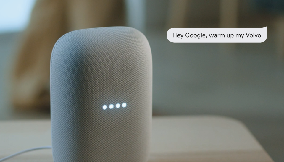Google Home device voice assist to heat up volvo car