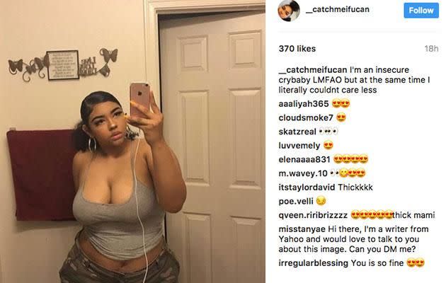 Instead of being upset, this woman is hitting back at haters by reclaiming her pic. Photo: Instagram