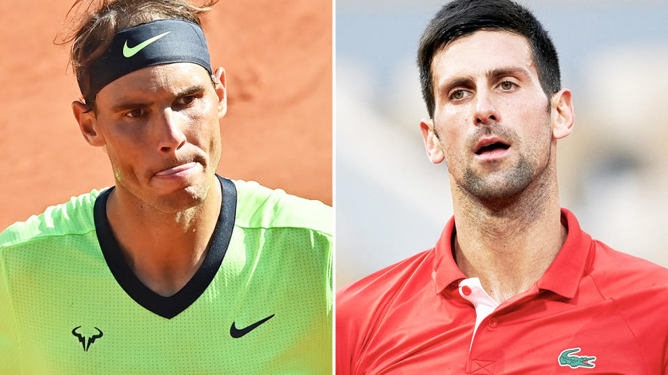 Rafa Nadal and Novak Djokovic, pictured here in action at the French Open.