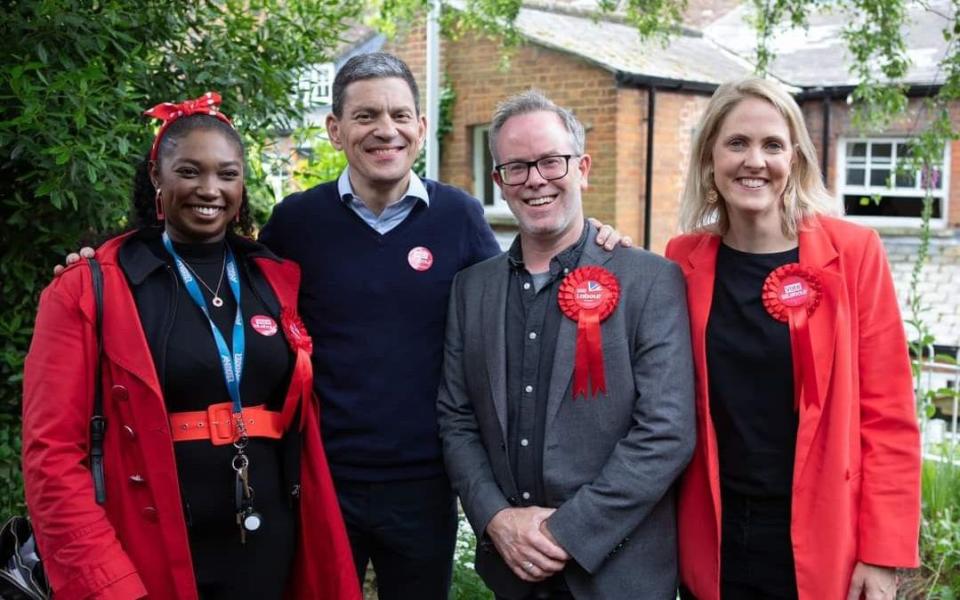 David Miliband out in Aylesbury with Labour candidates Carissma Griffiths and Laura Kyrke-Smith