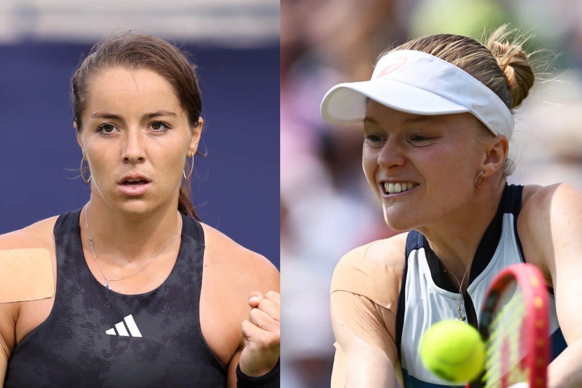 Heading through: Jodie Burrage and Harriet Dart sealed their progress in Eastbourne  (Getty Images)