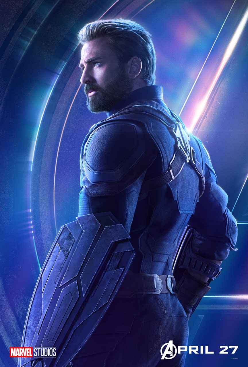 <p>Chris Evans plays the star-spangled hero who emerges from the shadows to join his fellow Avengers. (Photo: Marvel Studios) </p>