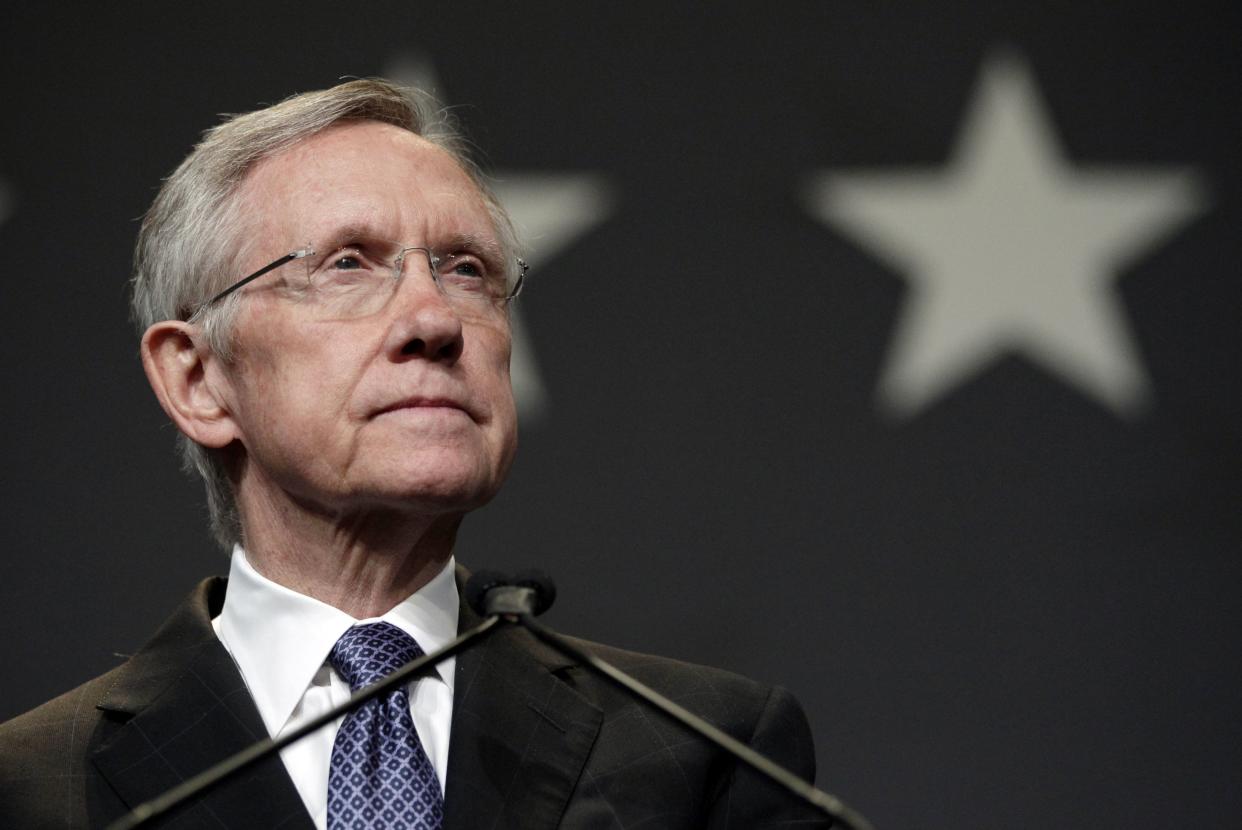 Sen. Harry Reid (D-Nev.) speaks during the Nevada State Democratic election night party on Nov. 2, 2010, in Las Vegas. 