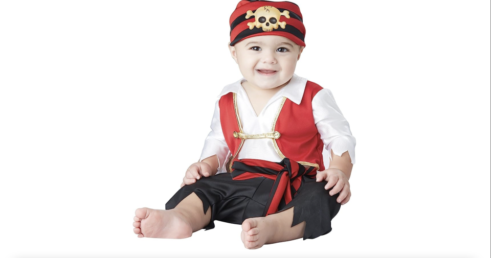 <p><a href="https://www.amazon.com/California-Costumes-Pirate-Infant-Months/dp/B01DYMAE8S/ref=asc_df_B01DYMAEU6/?tag=syn-yahoo-20&linkCode=df0&hvadid=312707379104&hvnetw=g&hvrand=17454307488032262777&hvdev=c&hvlocphy=9067609&hvtargid=pla-494442420438&th=1&psc=1&ascsubtag=%5Bartid%7C2164.g.37037509%5Bsrc%7Cyahoo-us" rel="nofollow noopener" target="_blank" data-ylk="slk:Shop Now;elm:context_link;itc:0;sec:content-canvas" class="link ">Shop Now</a></p><p>Pee Wee Pirate Costume</p><p>amazon.com</p><p>$17.25</p><span class="copyright">Amazon</span>