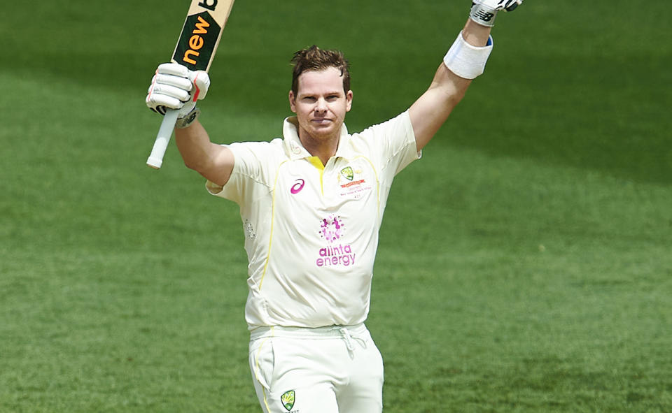 Steve Smith, pictured here after scoring a century in the third Test between Australia and South Africa.