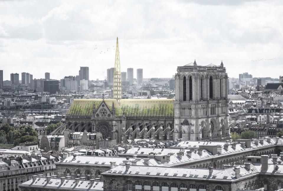 <h1 class="title">La Cathédrale Notre-Dame de Paris vue de la Tour Saint-Jacques</h1><cite class="credit">Rendering courtesy of Studio NAB</cite>