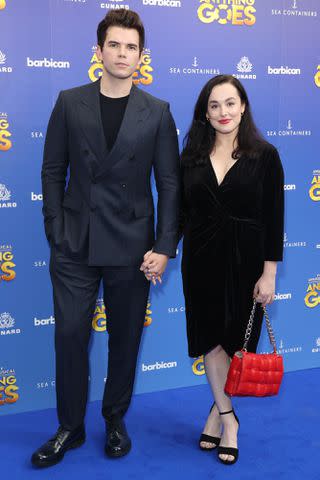 <p>Mike Marsland/WireImage</p> Luke Newton and Jade Louise Davies at Anything Goes press night