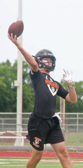 Cameron Kirk and younger brother Easton Kirk, shown above, shared a unique bond of fate. In 2009, Kirk played a vital role in Pawhuska High's march to an 11-3 showing that ended in the state semifinals. Exactly a decade later, Easton helped fuel the Huskies run to a 12-2 record and spot in the state quarterfinals.