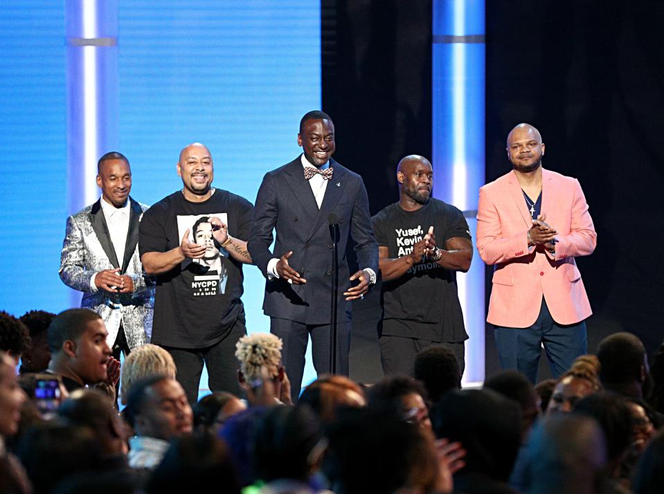 From left, Korey Wise, Raymond Santana, Yusef Salaam, Antron McCray and Kevin Richardson during the 2019 BET Awards.