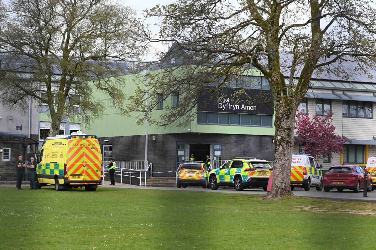 Police and medical personnel on the scene at the school (Robert Melen/Shutterstock)