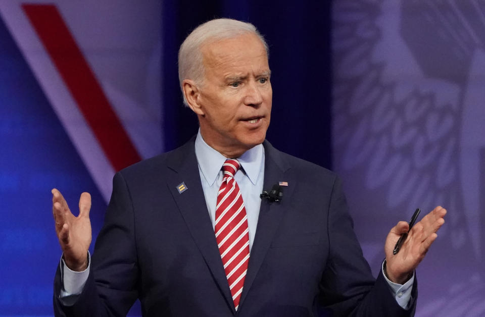 Democratic U.S. presidential candidate and former Vice President Joe Biden speaks at the Human Rights Campaign Foundation and CNN's presidential town hall on Oct. 10, 2019 in Los Angeles, California. (Photo:Mario Tama/Getty Images)