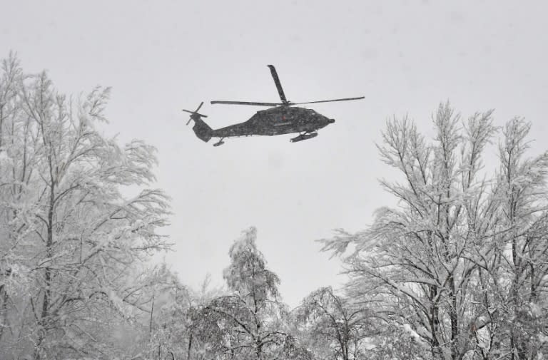 The Austrian army had to used two helicopters to rescue German students from a snowbound ski resort