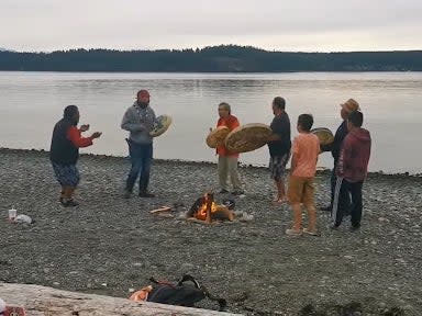 The 7 Generations Steward Society gathered to hold a memorial for 215 children buried at the site of the Kamloops Indian Residential School (Facebook)