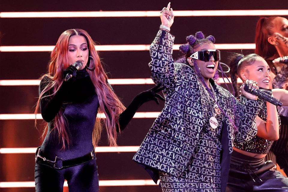 Anitta and Missy Elliott perform onstage during the 2022 American Music Awards at Microsoft Theater on November 20, 2022 in Los Angeles, California.