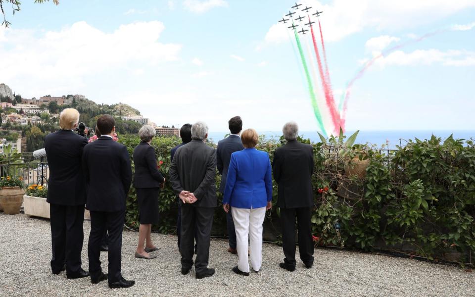 G7 leaders attend a flypast at San Domenico Palace Hotel - Credit: Dan Kitwood/Getty Images