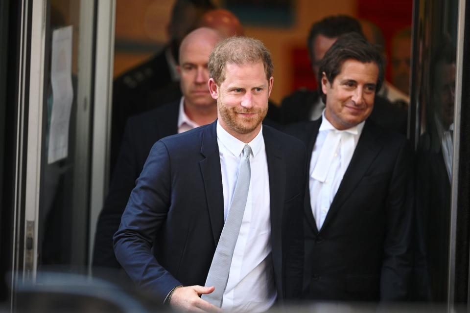 prince harry and his lawyer, david sherborne, leaving the rolls building at high court on 7 june 2023