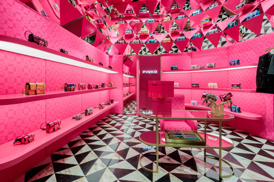 Inside the Pinko Galleria store in Milan.