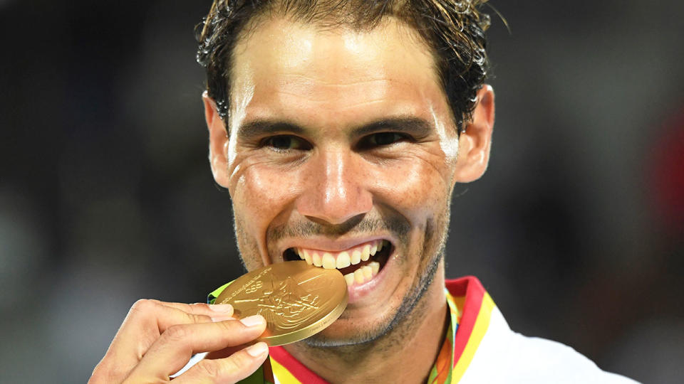 Pictured here, Rafael Nadal with his gold medal from the Rio Games in 2016.