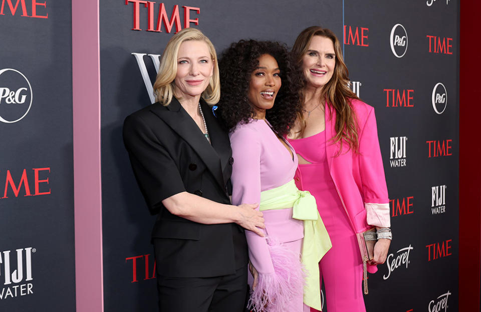 (L-R) Cate Blanchett, Angela Bassett, and Brooke Shields attend TIME's 2nd Annual Women of the Year Gala at Four Seasons Hotel Los Angeles at Beverly Hills on March 08, 2023 in Los Angeles, California.