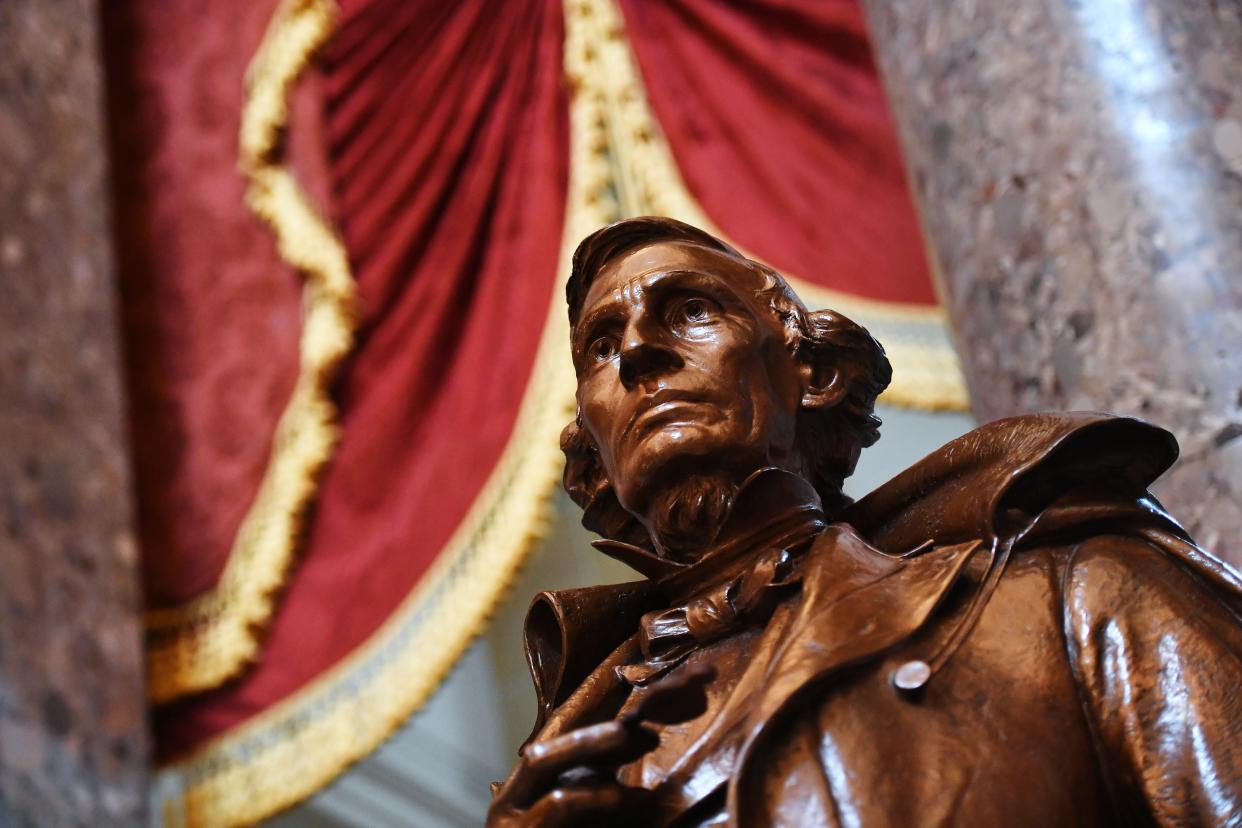 A statue of Confederate president Jefferson Davis in the US Capitol could be removed under legislation targeting statues of Confederate leaders and white supremacists. (AFP via Getty Images)