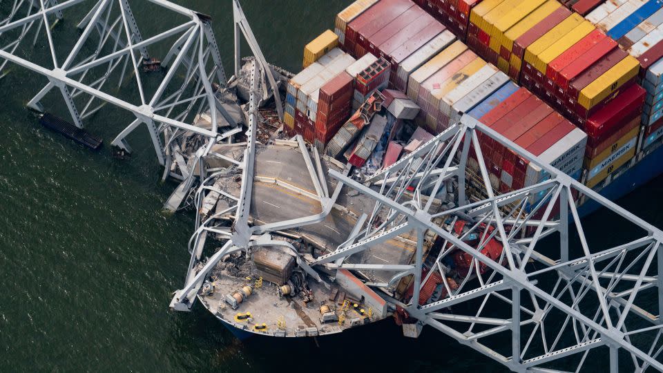 The Dali container vessel after striking the Francis Scott Key Bridge. - Al Drago/Bloomberg/Getty Images