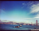 Shuttle over the Golden Gate Bridge. Courtesy @chrisdyball.