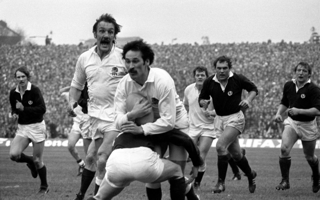 Mike Slemen in action in the 1980 Five Nations decider against Scotland at Murrayfield - S&G/PA