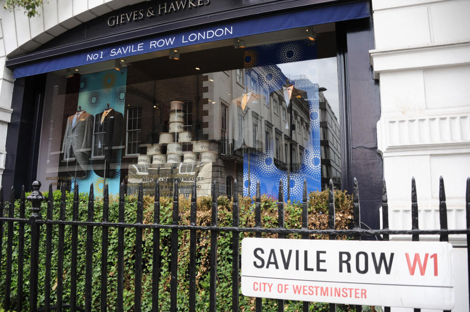 Exterior of Gieves & Hawkes bespoke men’s tailor and men’s wear shop at No. 1 Savile Row in London. - Credit: Tim Jenkins