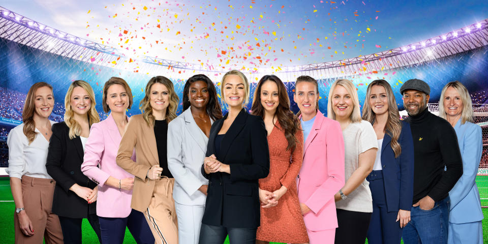 From ITV Sport

2023 FIFA WOMENS WORLD CUP 2023
StartsThursday  20th July 2023 
Live on ITV1 and ITVX

Pictured: (l-r) Siobhan Chamberlain, Katie Shanahan, Michelle Owen, Karen Carney, Eni Aluko, Laura Woods, Seema Jaswal, Jill Scott, Emma Hayes, Pien Meulensteen, Seb Hutchinson and Lucy Ward.

ITV has announced a star-studded lineup for its live coverage of the 2023 FIFA Womenâ€™s World Cup.

Viewers will be guided through the tournament by the channel's stellar team, who will contribute to comprehensive coverage, expert analysis and the very best action on ITV.

(C) ITV   

For further information please contact Peter Gray
Mob 07831460662 /  peter.gray@itv.com

This photograph is (C) *** and can only be reproduced for editorial purposes directly in connection with the programme or event mentioned herein.

Once made available by ITV plc Picture Desk, this photograph can be reproduced once only up until the transmission [TX] date and no reproduction fee will be charged.

Any subsequent usage may incur a fee.

This photograph must not be manipulated [excluding basic cropping] in a manner which alters the visual appearance of the person photographed deemed detrimental or inappropriate by ITV plc Picture Desk.

This photograph must not be syndicated to any other company, publication or website, or permanently archived, without the express written permission of ITV Picture Desk.

Full Terms and conditions are available on the website www.itv.com/presscentre/itvpictures/terms
