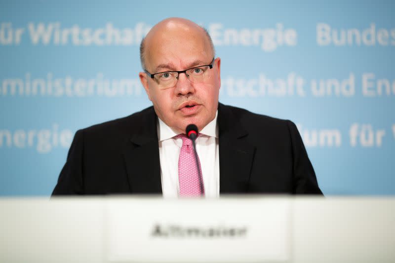 German Economy Minister Peter Altmaier briefs the media about the "rescue package" for German airline Lufthansa at the economy ministry in Berlin