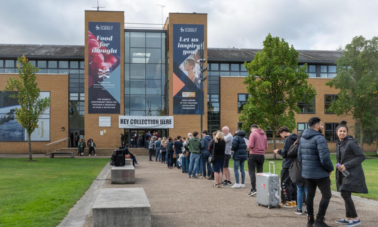 <span>‘The change in tone has come in the nick of time.’ New students arrive at the University of Surrey in Guildford.</span><span>Photograph: Sam Oaksey/Alamy</span>