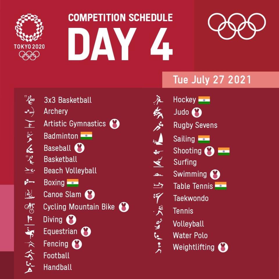 Olympics Day 4 schedule