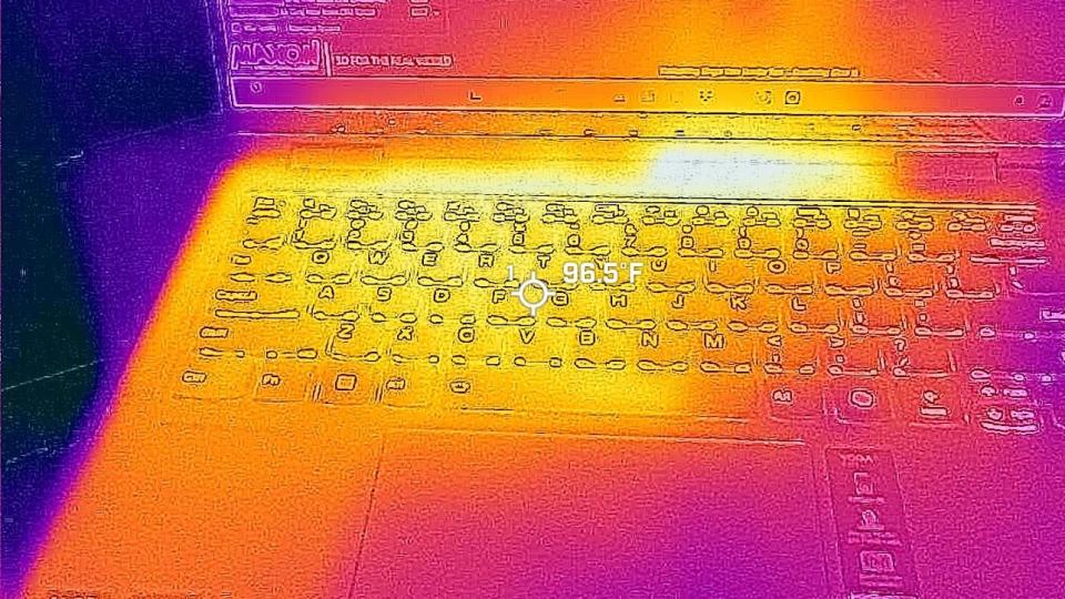 Lenovo Yoga 7 thermals left side of keyboard.