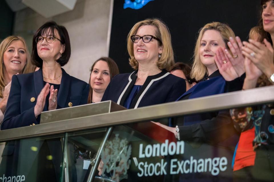 Ms Rudd addressed senior female executives from the City and other parts of the capital at the London Stock Exchange (Alex Letanti)