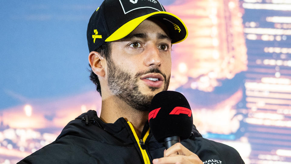 Daniel Ricciardo, pictured here speaking to media at F1 winter testing.