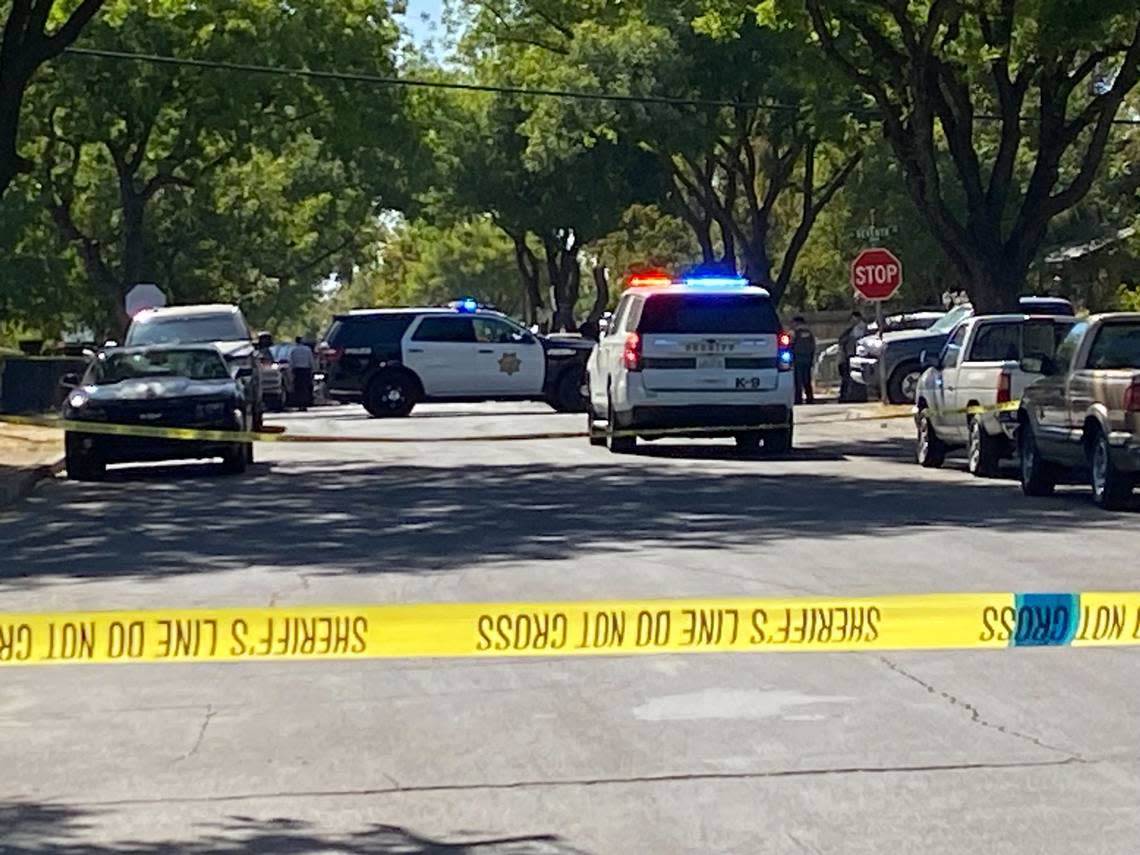 Fresno police blocked off Grant Avenue near Seventh Street in Fresno after California Highway Patrol officers shot a man on Tuesday, Aug. 20, 2024, according to police.