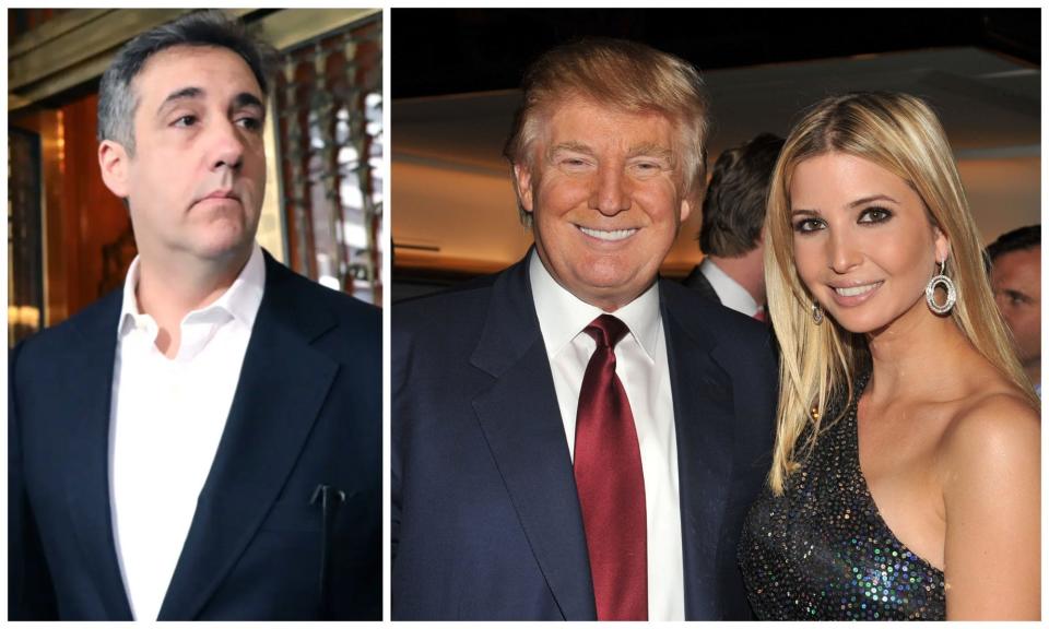 Composite image of Michael Cohen (L) and Donald and Ivanka Trump (R).