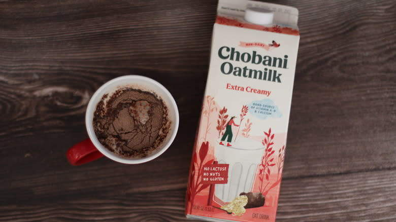 Oat milk cocoa in mug